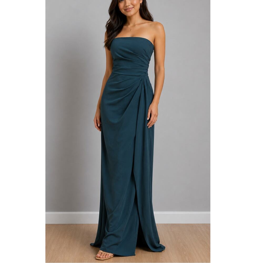 After Six 6873 Strapless Trumpet Gown Evergreen Formal Dress Womens US 2